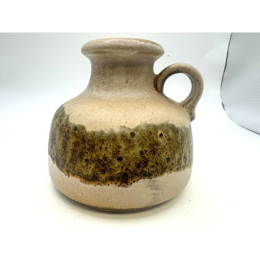 VTG  Scheurich Keramik 493-10 Fat Lava Jug Vase  cream green brown West Germany